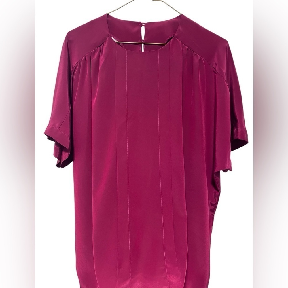 Vintage Burgundy Drop Sleeve Blouse, Double button neck closure, size 38, XL fit